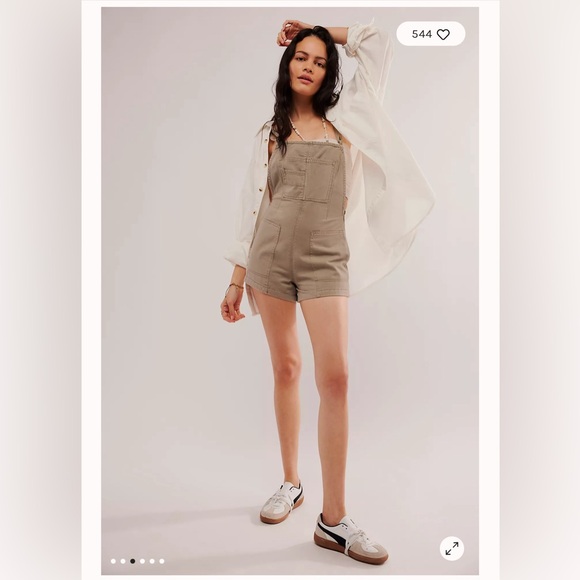 Free People Tough Love Shortalls Laurel Oak - Picture 5 of 8